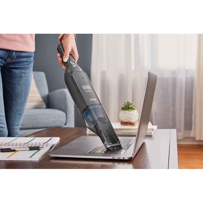 Акумуляторний ручний пилосос BLACK+DECKER Dustbuster Slim HLVC320B11, 12В, 2.0А·год, без мішка, бездротовий, з XXL-насадкою, зарядна станція, щілинна та меблева насадки