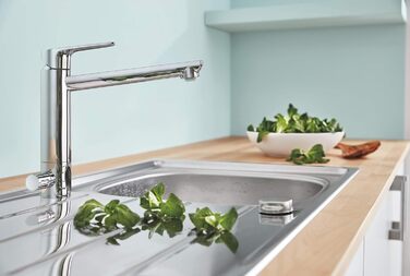 Змішувач кухонний GROHE BauEdge з високим виливом, поворотний на 360°, хром (31367001)