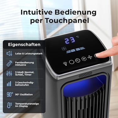 Вентилятор підлоговий Balter Turmventilator 106 см з пультом, 3 швидкості, таймер до 15 год