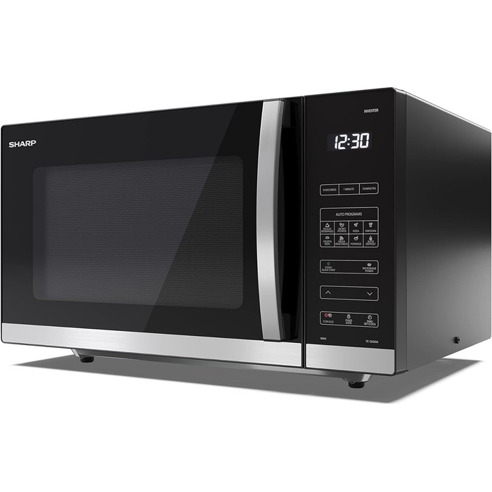 Мікрохвильова піч SHARP QS302AEB, 900 Вт, 10 режимів, функція розморожування, чорна