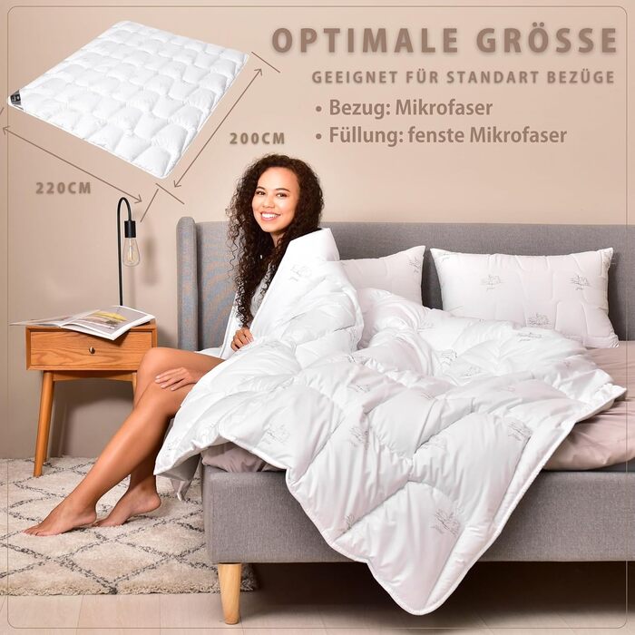 Ковдра зимова sei Design 135x200 см мікрофібра SWAN - тепла, дихаюча, для алергіків, Öko-Tex, 135x200, 220x200
