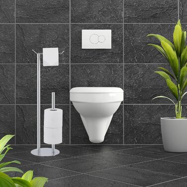 Підлоговий тримач для туалетного паперу Relaxdays, з нержавіючої сталі, сріблястий, для ванної кімнати, 62x20x17,5 см