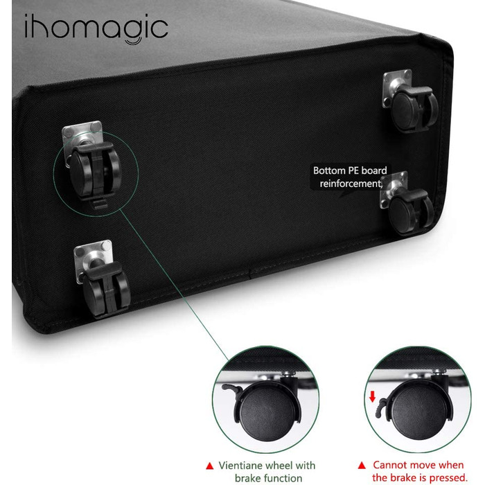 IHOMAGIC кошик для білизни на колесах, вузький складаний кошик 40 л з ручками, прямокутний органайзер для прання з міцної тканини 600D, для ванної та пральні, 39x18,5x58 см, синій