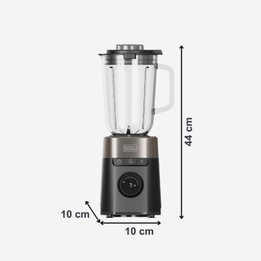 Блендер Black+Decker BXJB1201E 2200W з 2.2L скляним глечиком, 8 швидкостей, 6 лез з нержавіючої сталі, функцією Pulse та Ice Crush, LED-дисплеєм та системою безпеки