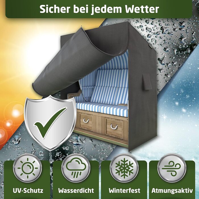 Чохол для плетенего крісла-гойдалки Waldner Oxford 600D, сірий антрацит 120x90x160 см, водонепроникний, зимовий, від сонця