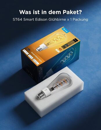 Розумна LED-лампа Govee Smart Edison ST64 E27, RGBWW, 500лм, димнування, керування зі смартфона