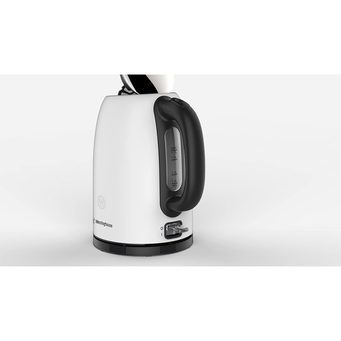 Електрочайник Westinghouse Basic 2200 Вт, 1,7 л, нержавіюча сталь, індикатор рівня води, фільтр від накипу, автостоп, білий