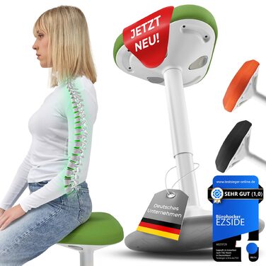 Офісний стілець SMART-Sitzen з ефектом свингу, регульована висота, зелений | Ергономічний стілець для дому та офісу