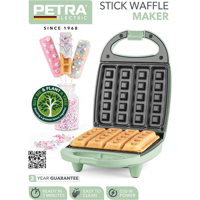 Вафельниця Petra PT2249TVDE XL з антипригарним покриттям, американський стиль, 900 Вт, автоматичне регулювання температури, індикатори роботи, Cool-Touch ручка