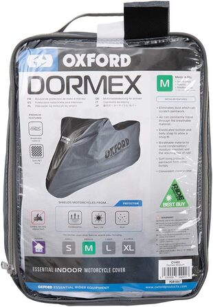 Чохол для мотоцикла Oxford Dormex Medium, чорний/сірий, для приміщень, 229×99×125 см