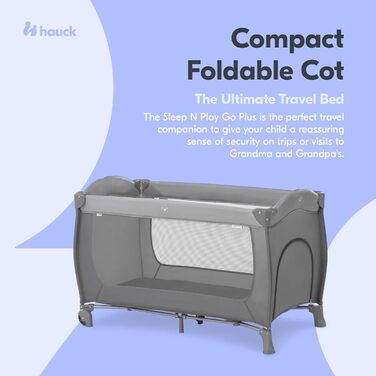 Дитяче дорожнє ліжечко Hauck Sleep N Play Go Plus з колесами, для немовлят та малюків до 15 кг, з чохлом для транспортування, складане, бежеве