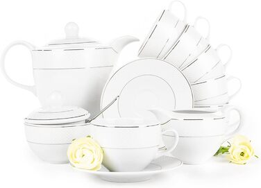 Набір кавових чашок Konsimo Amelia Satin капучино з блюдцями, 6 шт, 250 мл