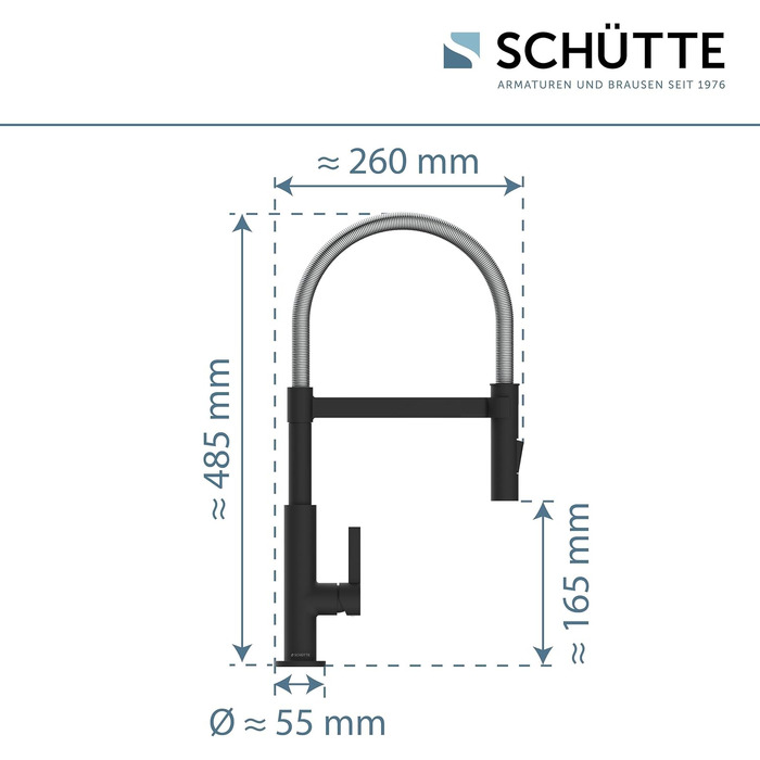 Змішувач кухонний SCHÜTTE MIAMI 79147 з висувним душем, чорний/хром - одноричаговий, з магнітним утримувачем, для мийки