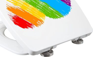 Сидіння для унітазу Cornat Rainbow, білий, термопласт, з малюнком веселки, плавне закривання, легке очищення