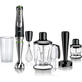 Блендер Braun MultiQuick 9 MQ 9147X 5-в-1, 1200 Вт, з насадками для подрібнення, пюре та збивання, чорний/нержавійка