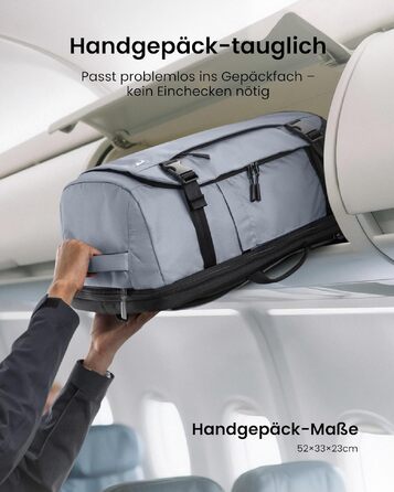 Дорожній рюкзак tomtoc 28L/40L для подорожей та перельотів, TSA-сумісна ручна поклажа, сірий Ripstop