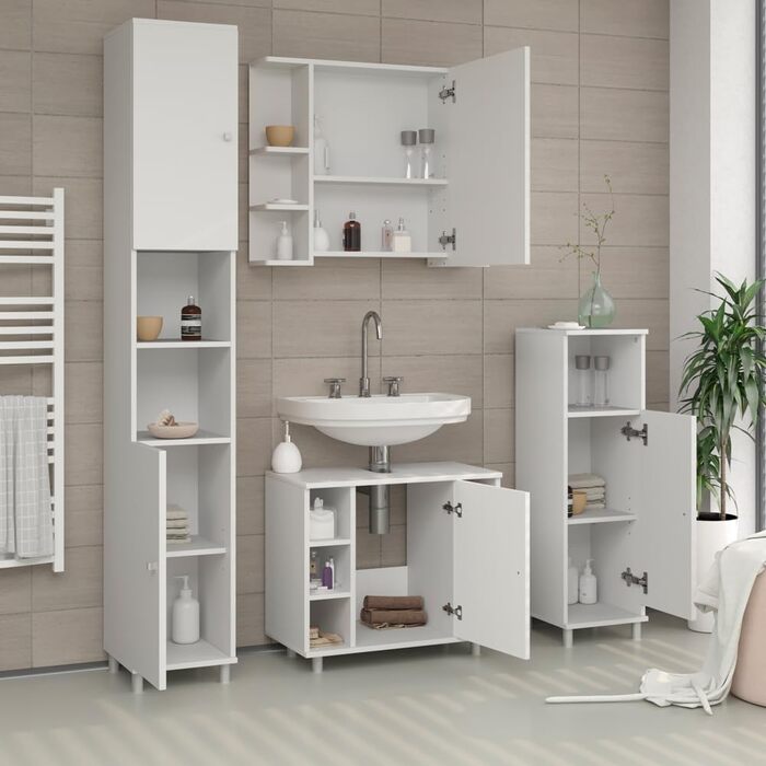 Пенал для ванної Vicco Fynn, білий, 30x95 см, шафа для зберігання