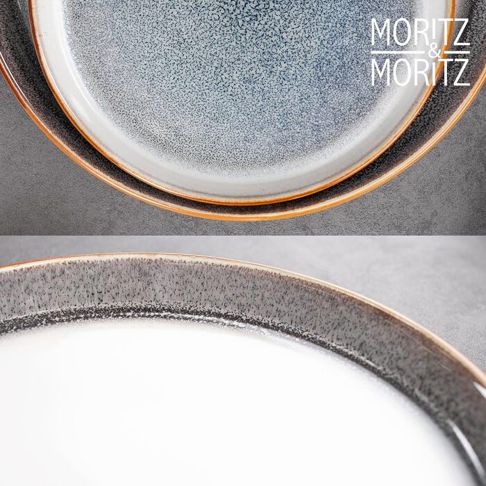 Набір посуду Moritz & Moritz TARENTO 48 предметів (сірий) для 12 осіб - Елегантний набір тарілок з високоякісної кераміки (12 великих, 12 десертних, 12 супових тарілок, 12 чашок)