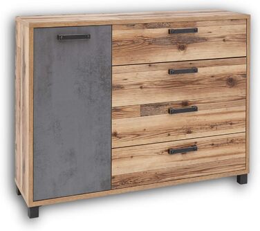 Комод Stella Trading DOVER для спальні, альпійський стиль, бетон, 125x96x38 см – сучасна тумба для зберігання