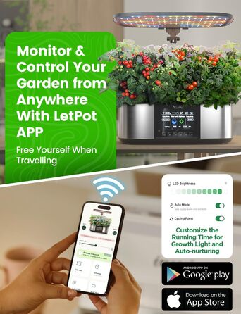 LETPOT LPH-MAX: Система гідропоніки WiFi для вирощування трав, 21 капсул, LED-освітлення 36W, 5.5L, автоматичний таймер, для дому