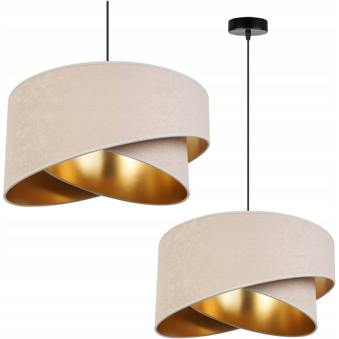Світильник підвісний Light-Home Milan Elegant, дизайнерський металевий з велюровим абажуром, сучасна люстра для вітальні, спальні, їдальні, 1 лампа, бежевий і сірий
