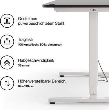 Електричний регульований стіл Yaasa Desk Pro 140x80 см, темно-сірий/чорний, 9 режимів пам'яті, індикатор висоти, датчик зіткнення, навантаження 120 кг
