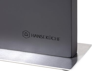 Магнітний ножовий блок Hanseküche з акації, двосторонній дерев'яний тримач для ножів з металевою основою (чорний), без ножів