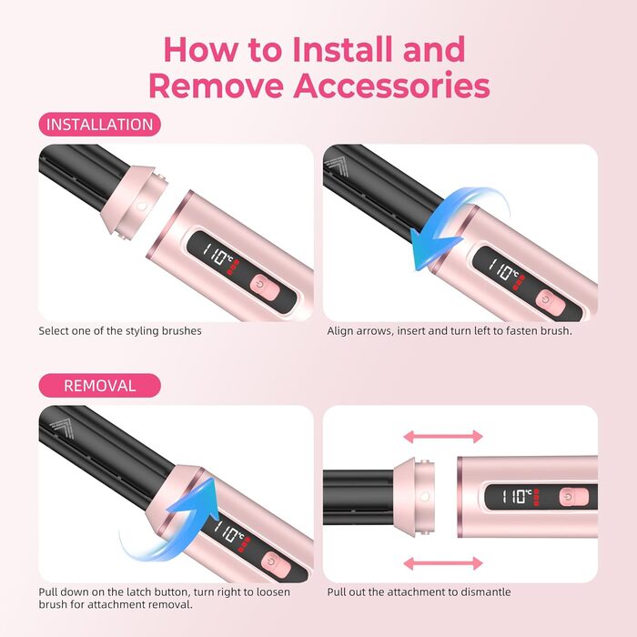 Atopskins Airbrush Haarstyler 5-в-1: Фен-щітка, стайлер для волосся з гарячим повітрям, випрямляч, плойка (Червоний)