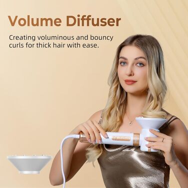 UKLISS Hairstyler 7 в 1: Професійний фен-щітка, стайлер для волосся, повітряна щітка, випрямляч (110 000 RPM) - білий подарунковий набір для жінок