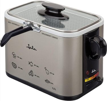 Фритюрниця Jata FR326E, 1000 Вт, 1.3 л, чорна/срібляста