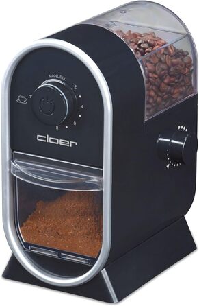 Електрична кавомолка Cloer 7560 з дисковим жорном, 100 Вт, для 150 г кавових зерен, регульований помел, чорна