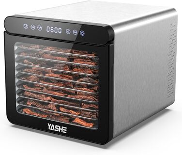 Електричний дегідратор YASHE з нержавіючою сіткою, 5-рівневий, 400W з таймером для м'яса, фруктів, овочів, трав та собачих ласощів (9 решіток з нержавіючої сталі)