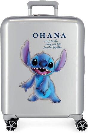 Дорожня валіза Disney 100 Stitch сіра, 40x55x20 см, жорсткий ABS, TSA-замок, 38,4 л, 2 кг, 4 подвійні колеса