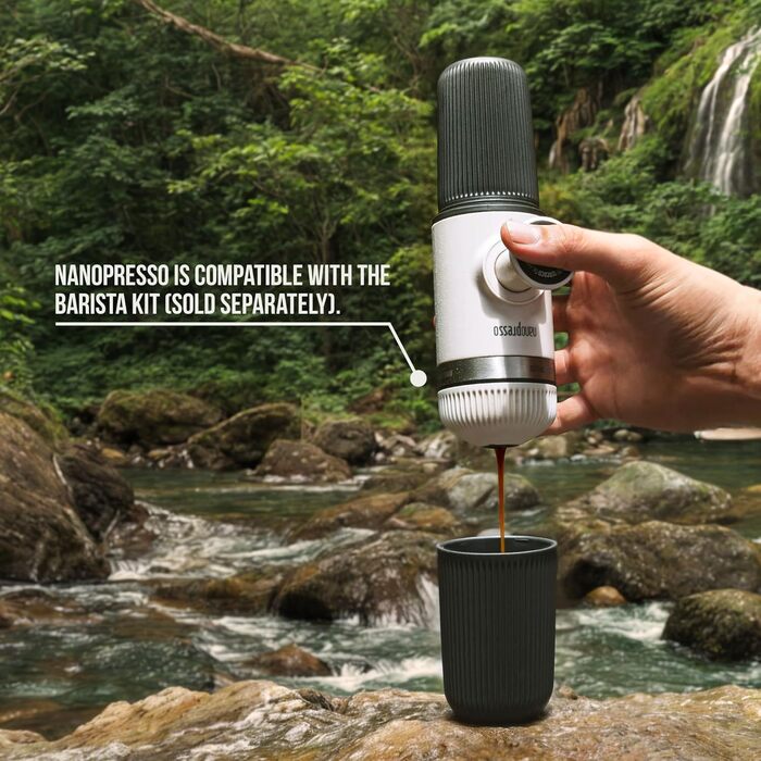 WACACO Nanopresso: портативна кавомашина еспресо, з чохлом S, чорний (80 мл)