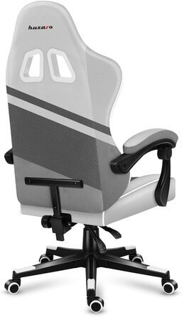 Ігрове крісло Huzaro Force 4.4 White Mesh, ергономічне, з підголівником і поперековою подушкою, до 130 кг, регулювання висоти, гойдалка, тканина, біле
