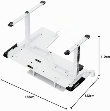 Ігровий стіл ULTRADESK Winger RGB LED L-подібний, електричний підйомний стіл для комп'ютера, білий, 155x111x60 см (лівий)