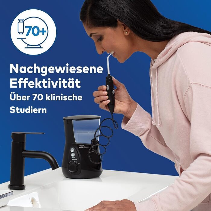 Waterpik Професійний іригатор, Тест-переможець 2025, Технологія Precision Pulse, Сертифікат TÜV, видалення нальоту до 99,9%, 6 насадок, 10 режимів, таймер, чорний