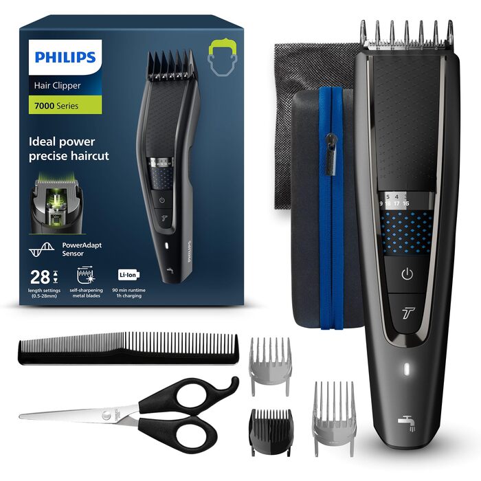 Машинка для стрижки волосся Philips Series 7000 HC7650/15 з технологією Trim-n-Flow, 28 насадок