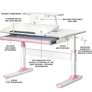 Дитячий стіл Evo-Kids TH-320 Pink (арт. TH-320 W/PN)