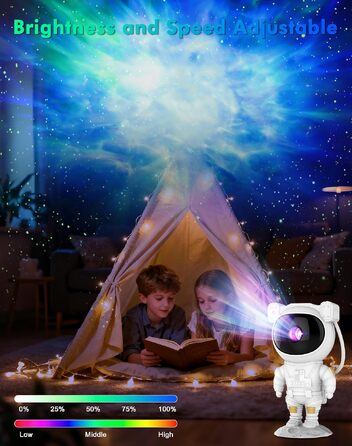 LED Проектор зоряного неба Астронавт, Планетарій Galaxy з таймером та пультом керування, Нічник для дитячої кімнати та вечірок, Біло-чорний