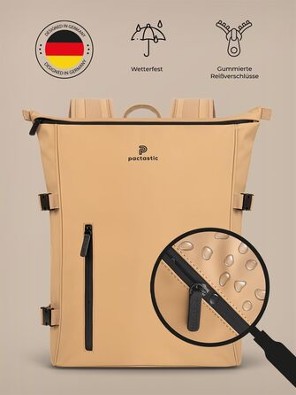 Легкий рюкзак Pactastic 720 г з відділенням для ноутбука, водовідштовхувальний, зручна спинка, бежевий, 40x16x46 см