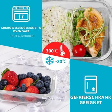 Набір скляних контейнерів для їжі Igluu Meal Prep (10 шт) — 370 мл та 1050 мл, герметичні ланч-бокси для зберігання продуктів