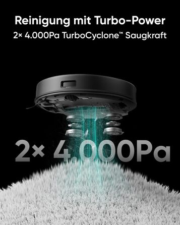 Робот-пилосос eufy X8 Pro з базою для самоочищення і функцією вологого прибирання, Twin-Turbine™ 2×4000 Па, щітка проти заплутування, лазерна навігація iPath™, для твердих підлог і килимів