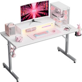 Ігровий стіл Bestier 106,6 см з LED підсвіткою, підставкою для монітора, тримачем для навушників і чашки для дому та офісу