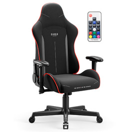 Ігрове крісло Diablo Gamer X-Starter, тканинна оббивка, регульовані підлокітники, ергономічний дизайн, до 136 кг, чорне (LED)