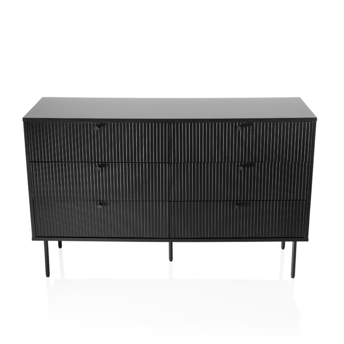 Тумба під TV/білизна KARBY S 120x40x75 см, 6 висувних ящиків, чорний колір, hjh LIVING