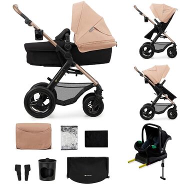 Дитяча коляска Kinderkraft MOOV2 4 в 1 з автокріслом I-SIZE, бежевий колір