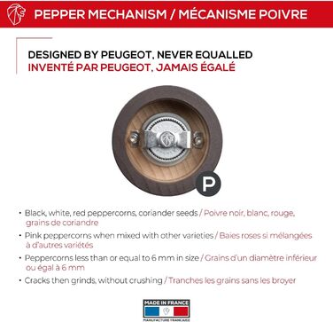 Ручний млинок для перцю Peugeot Paris, дерев'яний, колір шоколад