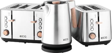 Тостер ECG RK 1767 Strix Timber, 2 слоти, 850 Вт, дерев'яний дизайн
