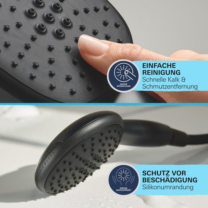 Душова лійка GROHE Vitalio 110 водоощадна, 2 режими струменя, чорна, 279462431